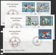 COTE D'IVOIRE 1986 FDC FOOTBALL  YVERT N°PA108/112 - 1986 – Messico