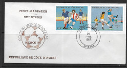 COTE D'IVOIRE 1986 FDC FOOTBALL  YVERT N°PA109/110 - 1986 – Messico