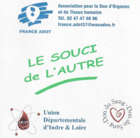 DON D ORGANES UNION DEPARTEMENTALE D INDRE ET LOIRE, PAP ENTIER POSTAL CACHETS RONDS MONTS INDRE ET LOIRE 2010 - Accidentes Y Seguridad Vial