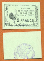 1914-1918 // P.O.W. // Camp De Prisonnier De Guerre De Nanterre // Bon De Deux Francs - Bonos