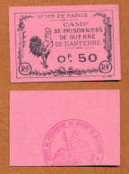 1914-1918 // P.O.W. // Camp De Prisonnier De Guerre De Nanterre // Bon De Cinquante Centimes - Bons & Nécessité