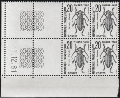 FRANCE Taxe 104 ** MNH Insecte Dorcadion Fuliginator Bloc De 4 Coin Daté 1.12.81 1981 - Strafport