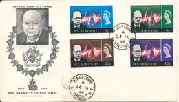 St. Vincent FDC 24-1-1966 Sir Winston Churchill Complete Set Of 4 With Cachet - St.Vincent (1979-...)