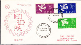 CHYPRE, YT 207/9, 1962, FDC, CEPT, EUROPA   (FDC23) - Cartas