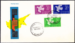 CHYPRE , YT 207/9, 1962, FDC, CEPT, EUROPA   (FDC24) - Cartas