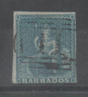 Barbados, Used, 1855, Michel 2Ya, Blue On White Paper - Barbados (...-1966)