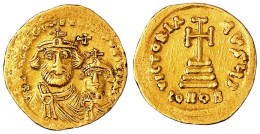 Solidus 616/625 Constantinopel. 10. Offizin. Büsten Von Heraclius Und Heraclius Constantin, Darüber Kreuz/Stufenkreuz. 4 - Byzantine