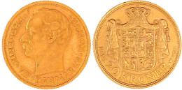 20 Kronen 1910 VBP. 8,96 G. 900/1000. Vorzüglich/Stempelglanz. Friedberg 297. Hede 1. - Danemark