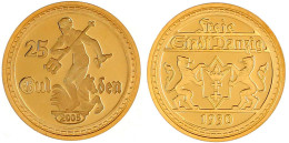 Neuprägung Zum 25 Gulden 1930 (2005). 3,51 G. 585/1000. Polierte Platte. Jaeger NP Zu D 11. AKS NP Zu 6. Friedberg NP Zu - Autres & Non Classés
