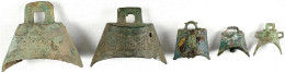 5 X Bronze-Glockengeld, Wohl Chunqiu-Periode Ca. 770/446 V. Chr. 28 Bis 73 Mm Breit. Sehr Schön, Fundbelag - Cina