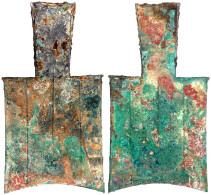 Bronze-Spatengeld Mit Hohlem Griff 650/400 V. Chr. "square Shoulder", Legende Zheng. 52 X 100 Mm; 30,63 G. Sehr Schön, F - China