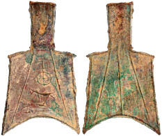 Bronze-Spatengeld Mit Hohlem Griff Ca. 400/300 V. Chr. "sloping Shoulder", Legende "Lu Shi" (Lushi In West-Henan). 23,84 - Cina