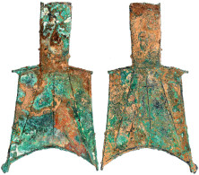 Bronze-Spatengeld Mit Hohlem Griff Ca. 400/300 V. Chr. "sloping Shoulder", Legende "Wu" (Stadt Wu In Liang Oder Jin). 25 - Cina