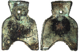 Bronze-Spatengeld Mit Flachem Griff Ca. 400/300 V.Chr. "arched Foot". Yu Ban Jin (1/2 Jin). 45 X 33 Mm. Sehr Schön, Korr - China