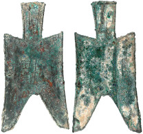 Bronze-Spatengeld Mit Flachem Griff Ca. 350/250 V.Chr. "pointed Foot". Gan Dan. 12,87 G. Sehr Schön, Fundbelag, Selten.  - Cina