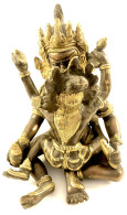 Bronzeskulptur, 18. Jahrhundert. Sogenanntes "Yab-Yum" (याम यम = "Vater-Mutter"). Zwei Zu Einer Skulptur Zusammengesetzt - Népal