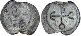 Bleisiegel Um 700. Brustbild Von Vorn/Monogramm Eugenios (?). 27 Mm. Sehr Schön. DOC BZS.1958.106.5599 Vgl. - Byzantine