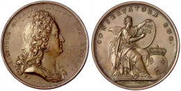 Bronzemedaille 1716 V. J. Le Blanc. Auf Philippe Duc D Orleans. Brb. Philipps N.r./bekrönte Weibl. Gestalt Sitzt Schreib - 1715-1774 Louis XV Le Bien-Aimé