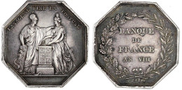 Silberjeton AN VIII (1799/1800) Von Dumarest. Banque De France. "La Sagesse Fixe La Fortune". Randpunze "Hand Und ARGENT - Other & Unclassified