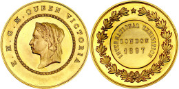 Vergoldete Bronzemedaille 1897 Auf Die Internationale Ausstellung In London. 55 Mm. Vorzüglich/Stempelglanz - Other & Unclassified