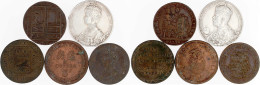 5 Stück: Silbermedaille 1911 Krönung George V. Und Mary, 4 Kupfer-Tokens. Meist Sehr Schön - Other & Unclassified