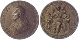 Bronzegussmedaille O.J. (1575) Von Lorenzo Fragni. Büste L./Caritas Mit 4 Kindern. 33 Mm. Gutes Vorzüglich, Selten Prägu - Autres & Non Classés