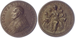 Bronzegussmedaille O.J. (1575) Von Lorenzo Fragni. Büste L./Caritas Mit 4 Kindern. 33 Mm. Gutes Vorzüglich, Selten Prägu - Other & Unclassified