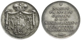 Silbermedaille V. Pasinati 1878. Chigi-Wappen (Principe Mario Chigi, Der Heiligen Römischen Kirche Marschall Auf Lebenze - Autres & Non Classés