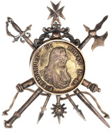 2 Scudi 1796, Valletta. Herausnehmbar Eingeklemmt In Silber-Aufsteller Mit Schwert, Hellebarde Und Malteserkreuz. 10 X 7 - Malte
