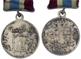 Tragbare Versilberte Bronzemedaille Am Band 1883. Mechanische Reparationswerke Kristiania. 26 Mm. Sehr Schön/vorzüglich - Norvège