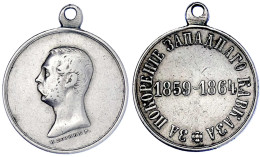 Tragbare, Silberne Verdienstmedaille 1864 V. N. Kozin. Eroberung Des Westlichen Kaukasus - Verliehen An Alle Teilnehmer  - Russie