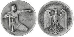 Silbermedaille 1924 Von Huguenin. Schützenfest In Aarau. 27 Mm. 12,97 G. Vorzüglich. Richter 44a. - Autres & Non Classés