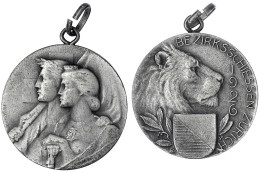 Tragbare Silbermedaille 1926 Von Huguenin. Bezirksschiessen. 30 Mm; 12,49 G. Vorzüglich, Mattiert - Autres & Non Classés