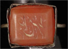 Siegelring, Silber Mit Rechteckiger Karneolgemme, Datiert AH 1271 = 1855. Ringgröße 20, Siegelstein 13 X 16 Mm; 4,2 G. S - Turquie