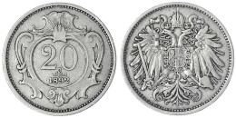 20 Heller 1892. Sehr Schön. Jaeger/Jaeckel 375. - Monete D'oro