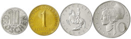 4 Bessere PP-Münzen: 10 Schilling 1959, 10 Groschen, 1 Und 5 Schilling 1962. Polierte Platte - Monedas En Oro
