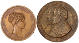 2 Bronzemedaillen: 1823 A. D. Empfang Der Kronprinzessin Elisabeth In Berlin, 38 Mm. 1839 A. D. 300 Jf. D. Reformation I - Autres & Non Classés