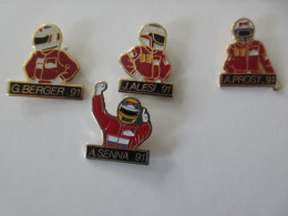 ALAIN PROST AYRTON SENNA JEAN ALESI & GERARD BERGER >> LES 4 PIN'S Signés SP-1 -TRES BON ETAT -REF-5741 - F1