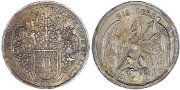 Vergoldete Zinngußmedaille 1612 Von Heinrich Rappost. BIS PEREO über Von Einem Pfeil Durchbohrten Raubvogel/Wappen. 58 M - Autres & Non Classés