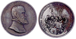 Versilberte Bronzemedaille 1844 Von Höfling, A.d. 300 Jf. Der Reformation In Henneberg. Brb. Fürst Georg Ernst R./zweifa - Autres & Non Classés