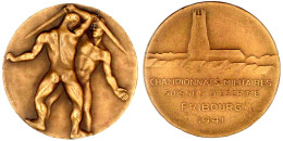 Bronzemedaille 1941 Von Burckhardt Bei Huguenin. Militär-Fechtmeisterschaft Freiburg. 2 Nackte Fechter/Gebäudekomplex. 4 - Zonder Classificatie