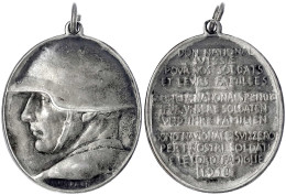 Tragb., Ovale Silbermedaille 1918 Von Hans Frei, Schweizer Nationalspende "für Unsere Soldaten Und Ihre Familien". 34 X  - Unclassified