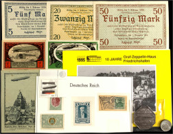 Zeppelin, Lot Von 6 Notgeldscheinen, Briefmarken Und Belegen. Darunter Die Zeppelin Wertmarke Nr. 2243 Und Eine Replik D - Sin Clasificación