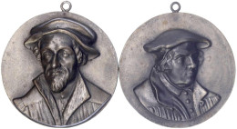 2 Tragbare Eisenguss-Reliefmedaillons Büsten Luther Und Melanchthon. Je 87 Mm. Vorzüglich - Unclassified