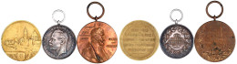 3 Stück: Hessen Tragb. Silbermedaille Für Kriegsverdienste, Preussen Kaiser-Wilhelm-med. Bronze 1897 Zum 100. Geb., Bron - Ohne Zuordnung