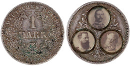 1886 J. Als Patriotische Gedenkmünze Mit Den 3 Kl. Köpfen Der 3 Kaiser (Wilhelm I., Friedrich III. Und Wilhelm II) Hinte - 2, 3 & 5 Mark Silber