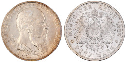 5 Mark 1902. 50 Jähriges Regierungsjubiläum. Vorzüglich/Stempelglanz, Vs. Etwas Berieben. Jaeger 31. - 2, 3 & 5 Mark Silver