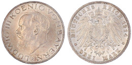 3 Mark 1914 D. Fast Stempelglanz. Jaeger 52. - 2, 3 & 5 Mark Silver