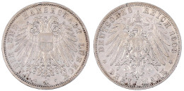 3 Mark 1908 A. Sehr Schön/vorzüglich, Randfehler. Jaeger 82. - 2, 3 & 5 Mark Zilver