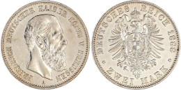 2 Mark 1888 A. Vorzüglich/Stempelglanz, Winz. Randfehler. Jaeger 98. - 2, 3 & 5 Mark Silver